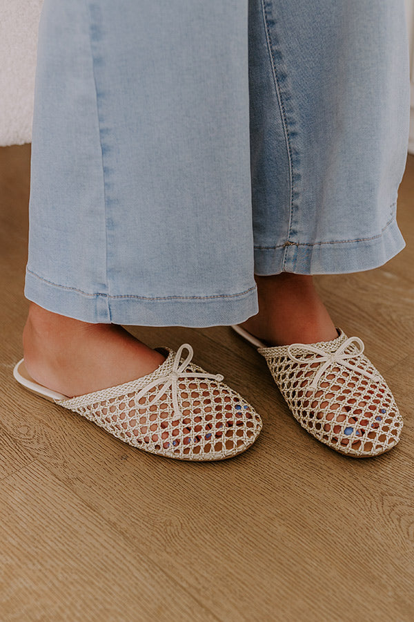 The Elsie Faux Leather Woven Flats in Ivory Image - 5