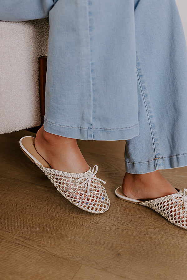 The Elsie Faux Leather Woven Flats in Ivory Image - 3