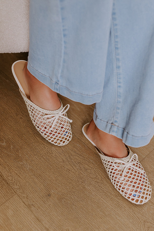 The Elsie Faux Leather Woven Flats in Ivory Image - 4