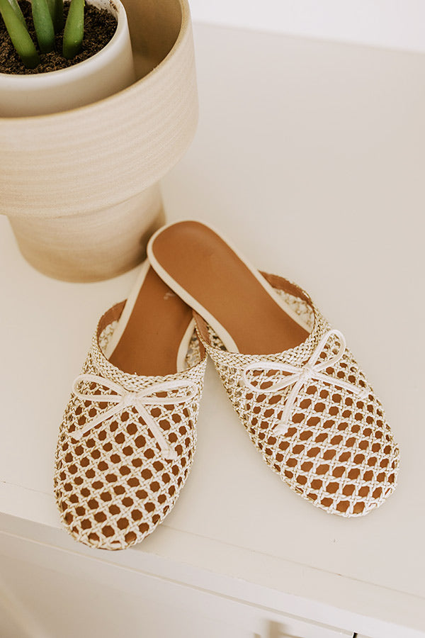 The Elsie Faux Leather Woven Flats in Ivory