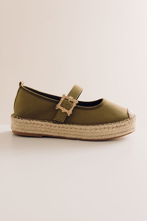 The Reagan Espadrille Flats in Olive Image - 1