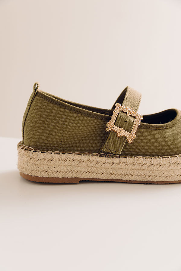 The Reagan Espadrille Flats in Olive Image - 3