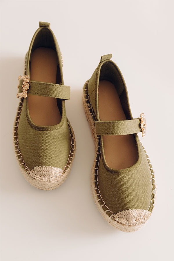 The Reagan Espadrille Flats in Olive Image - 2