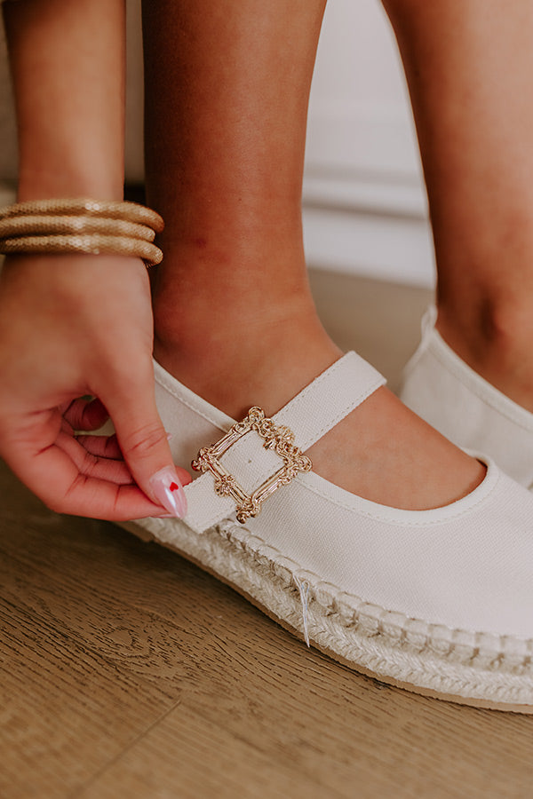 The Reagan Espadrille Flats in Cream Image - 4