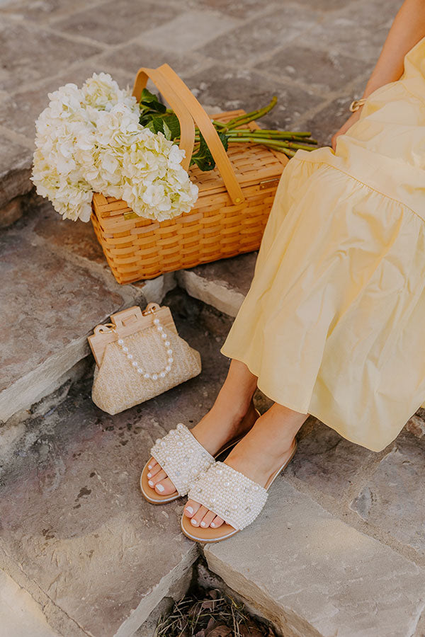 Gimmie Kiss Pearl Embellished Sandal in Ivory Image - 2