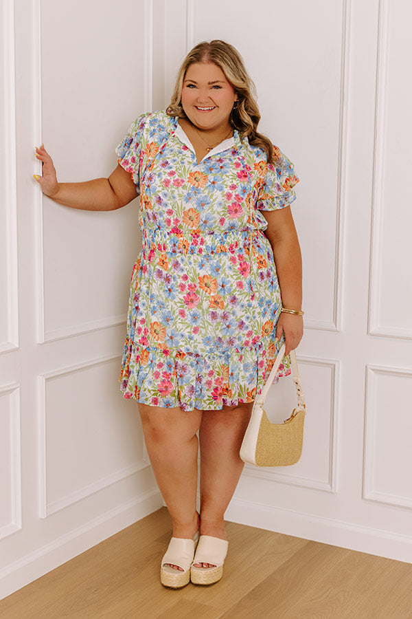 Pure Heart Floral Mini Dress in Blue Curves Image - 1