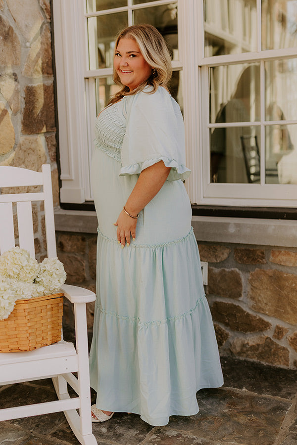 Charming Glance Tiered Maxi Dress in Mint Curves Image - 3