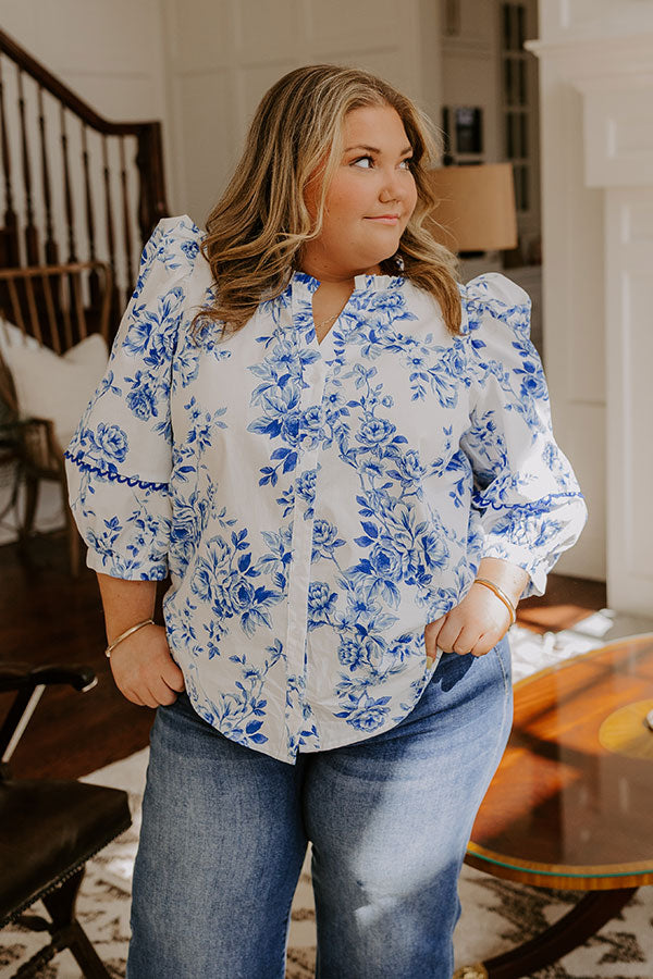 Santorini Bliss Floral Top Curves Image - 1