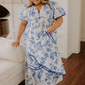 Santorini Bliss Floral Maxi Dress in Blue Curves Image - 1