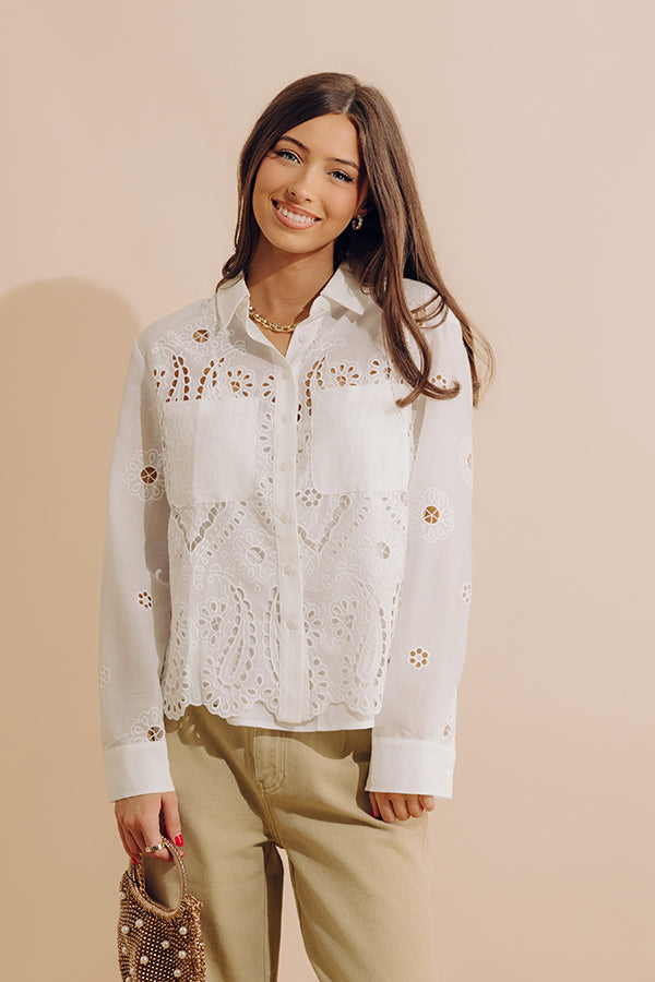 Lovely Moment Eyelet Button Up