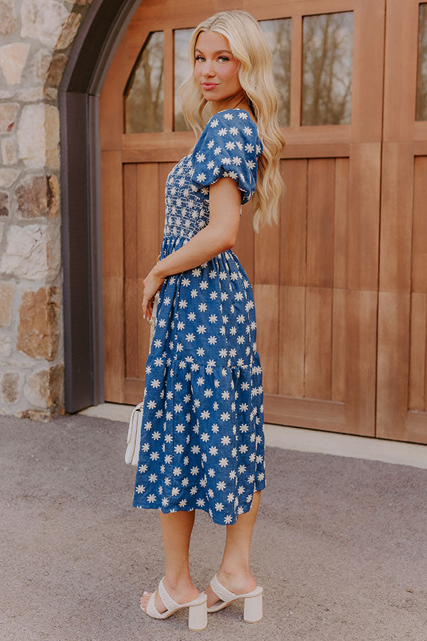 Countryside Retreat Floral Embroidered Midi Dress Image - 4