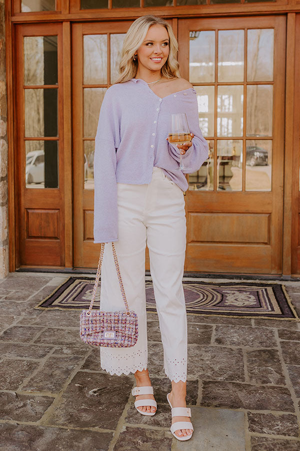 The Georgia High Waist Eyelet Pants in Ivory Image - 3