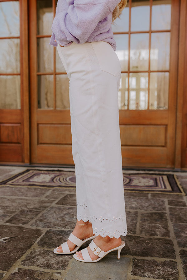 The Georgia High Waist Eyelet Pants in Ivory Image - 5