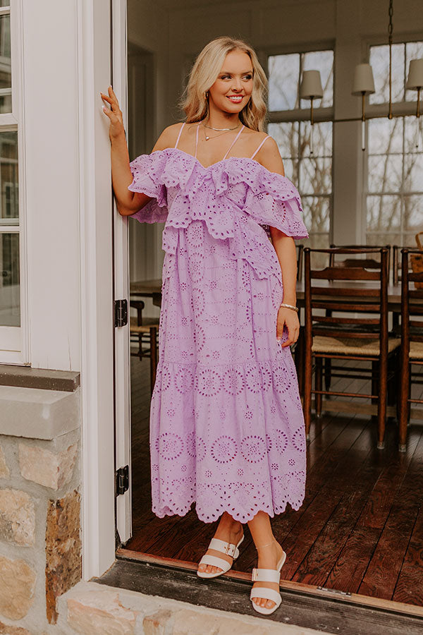 Cue The Charm Eyelet Midi Dress Image - 1