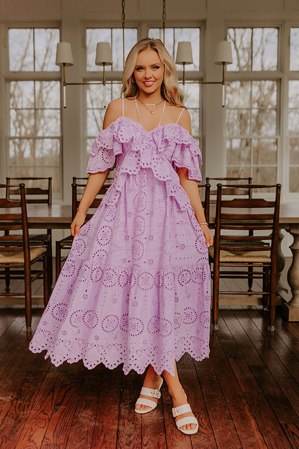 Cue The Charm Eyelet Midi Dress Image - 2