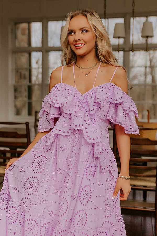 Cue The Charm Eyelet Midi Dress Image - 3