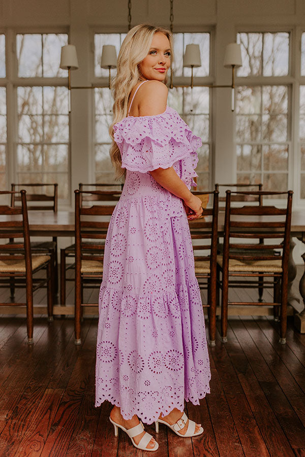 Cue The Charm Eyelet Midi Dress Image - 4