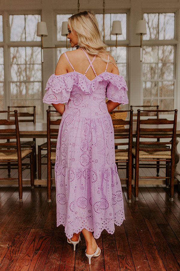 Cue The Charm Eyelet Midi Dress Image - 5