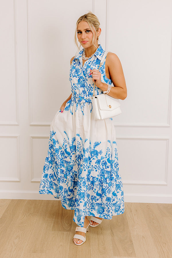 Tea Garden Stroll Floral Midi Dress Image - 1