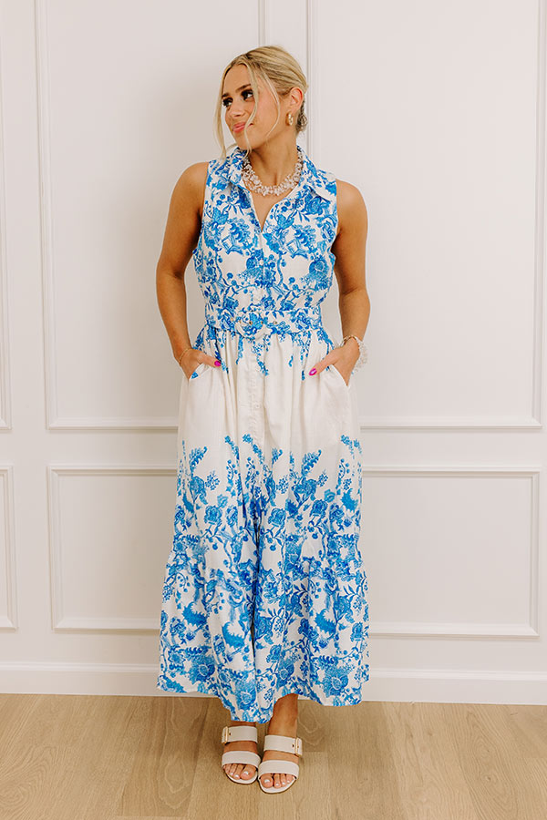 Tea Garden Stroll Floral Midi Dress Image - 3
