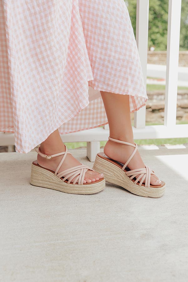The Kinsley Faux Leather Wedge in Pink Image - 1
