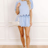 Casual Outing Pearl Embellished Top in Sky Blue Image - 1