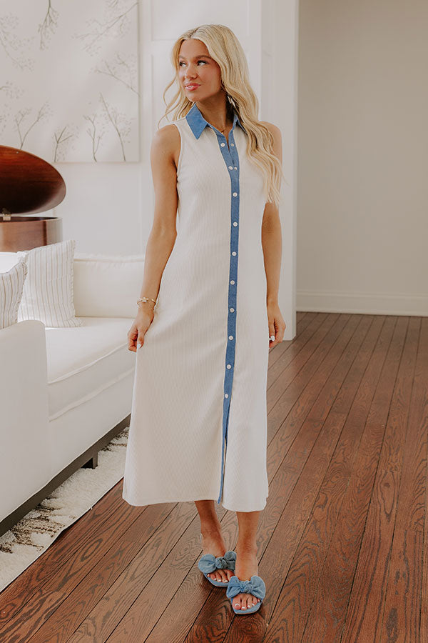 Small Town Bistro Knit Midi Dress in Cream Image - 5
