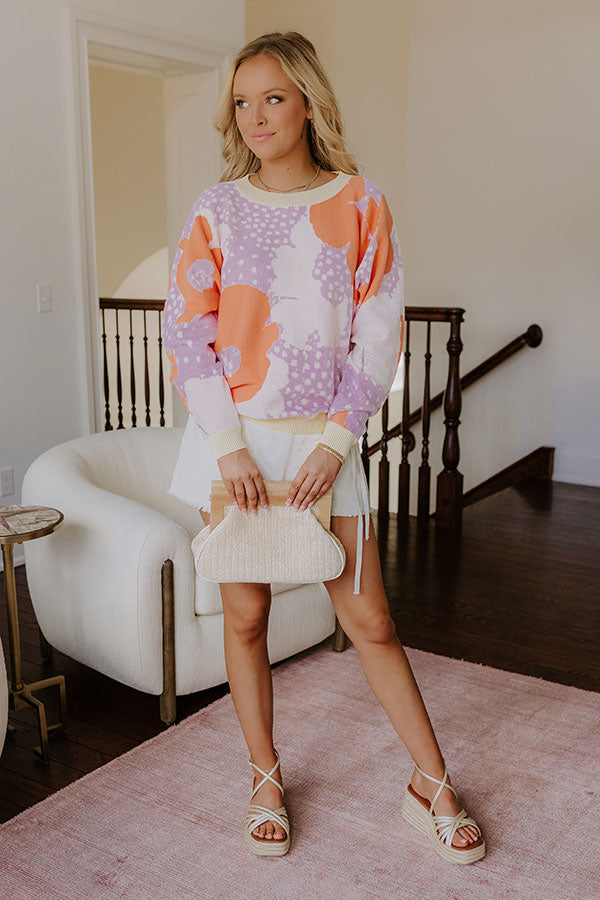 Wait And Smile Floral Sweater In Dusty Purple Image - 2