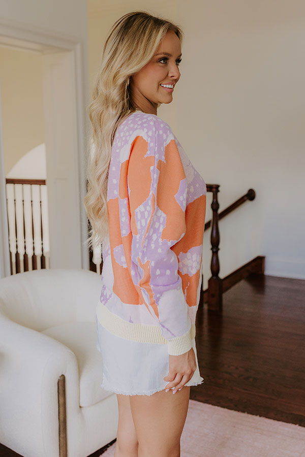 Wait And Smile Floral Sweater In Dusty Purple Image - 3