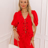 Vineyard Villa Embroidered Front Tie Top in Red Image - 1