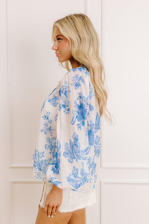 Garden Serenade Floral Top in Blue Image - 4