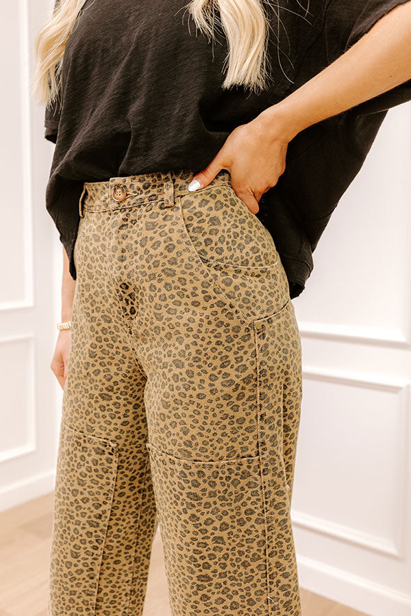 The Aliyah Midrise Leopard Barrel Jean Image - 3