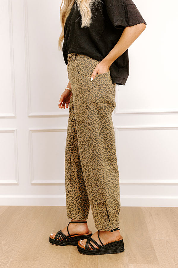The Aliyah Midrise Leopard Barrel Jean Image - 4