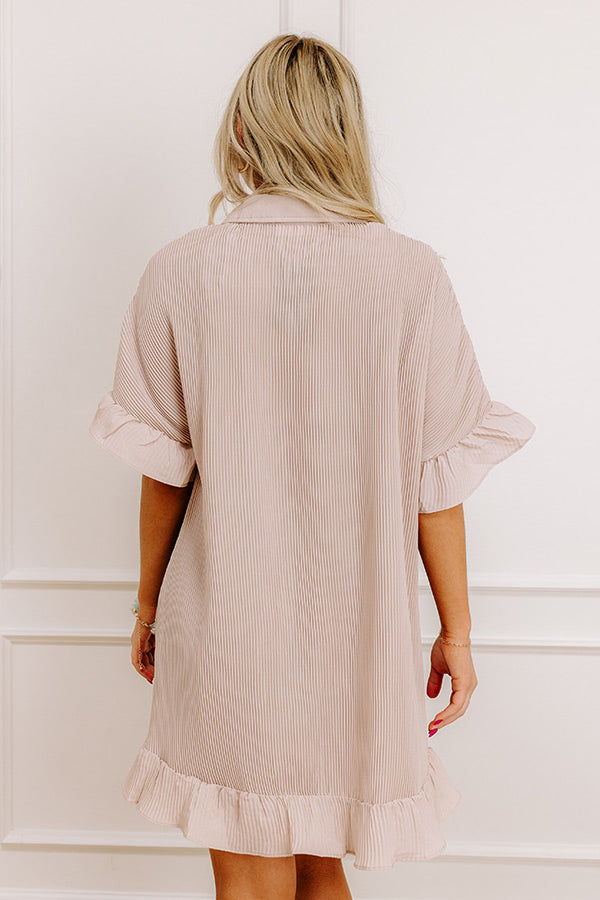 Social Club Chic Pleated Mini Dress in Warm Taupe Image - 4