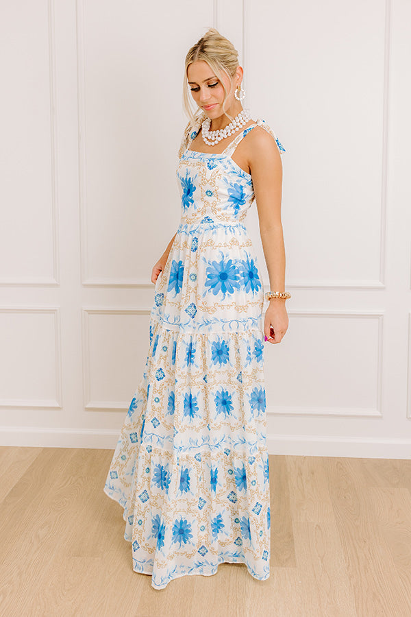 Garden Gala Floral Maxi Dress in Blue Image - 2