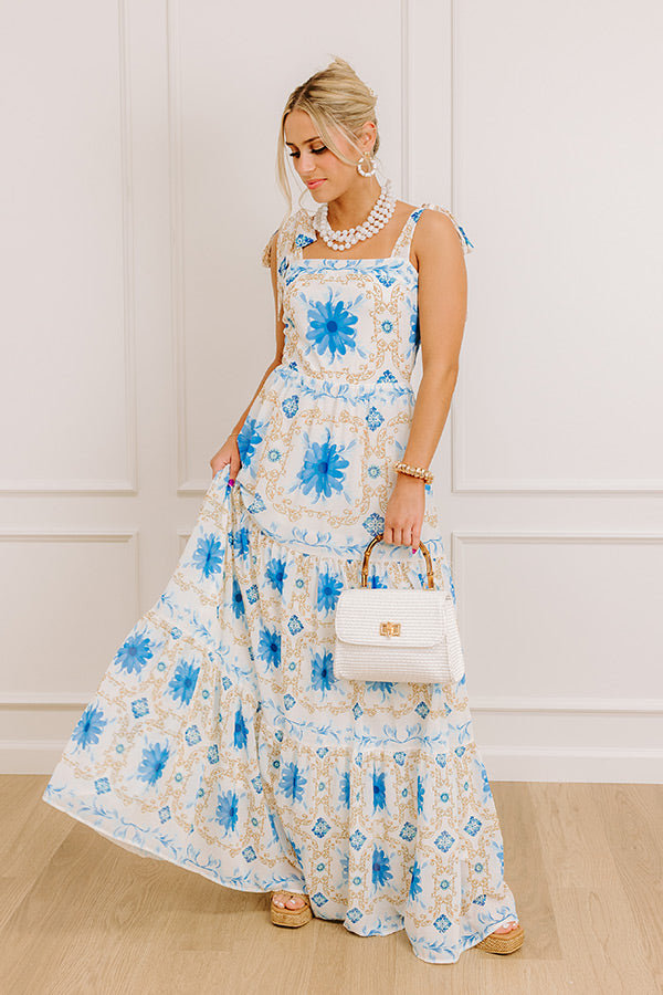 Garden Gala Floral Maxi Dress in Blue Image - 1