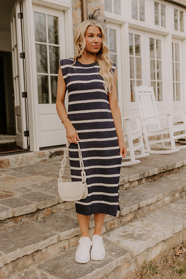 Sunset Sail Knit Midi Dress in Navy Image - 2