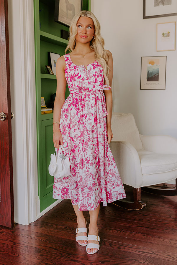 French Courtyard Floral Midi Dress Image - 1