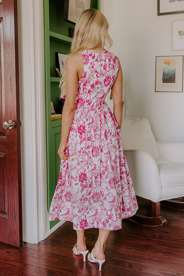 French Courtyard Floral Midi Dress Image - 4