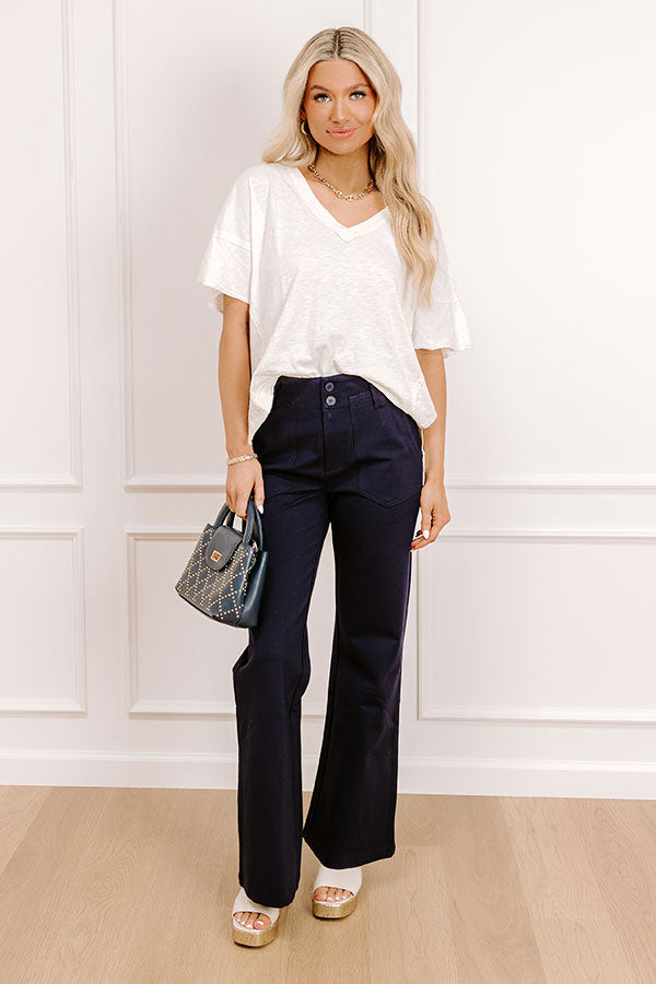The Diana High Waist Flares in Navy Image - 2
