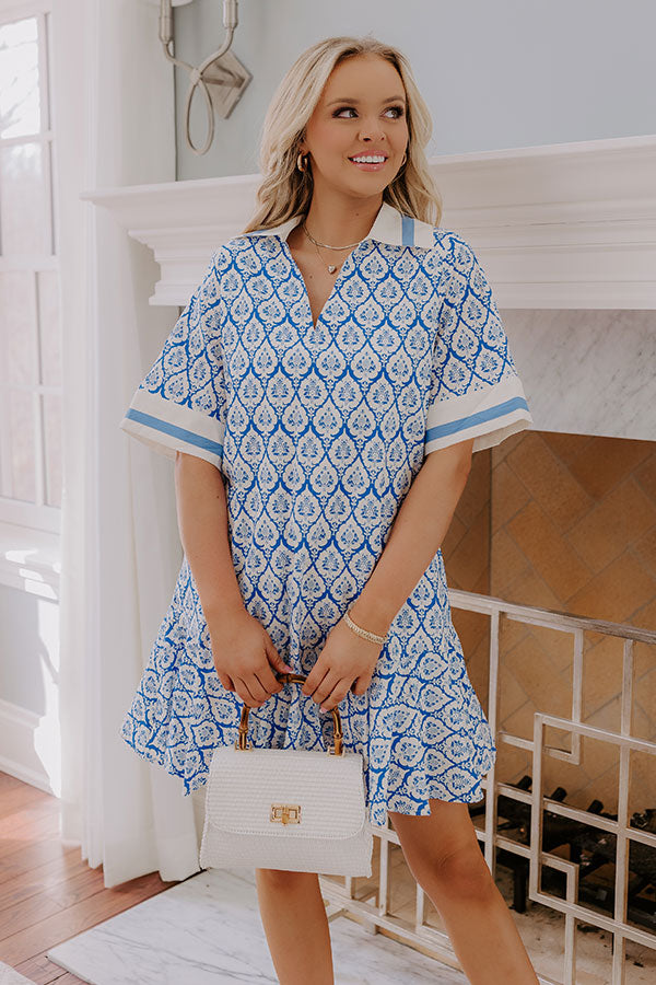 French Market Promenade Mini Dress in Blue Image - 1