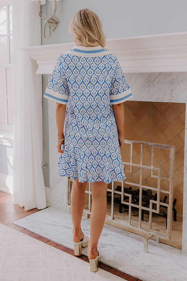 French Market Promenade Mini Dress in Blue Image - 4
