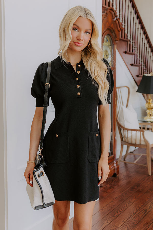 Vino On The Patio Knit Mini Dress in Black Image - 1