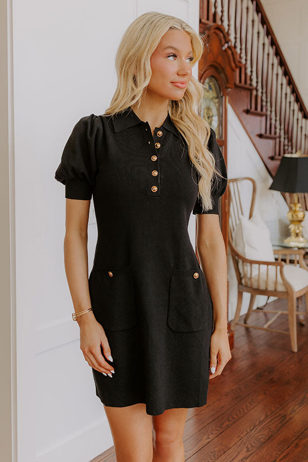 Vino On The Patio Knit Mini Dress in Black Image - 3
