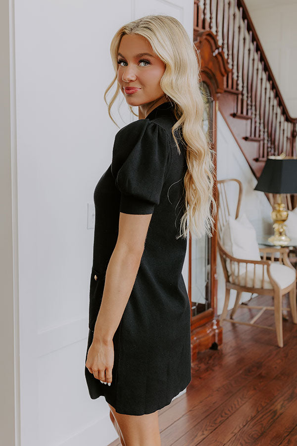 Vino On The Patio Knit Mini Dress in Black Image - 4