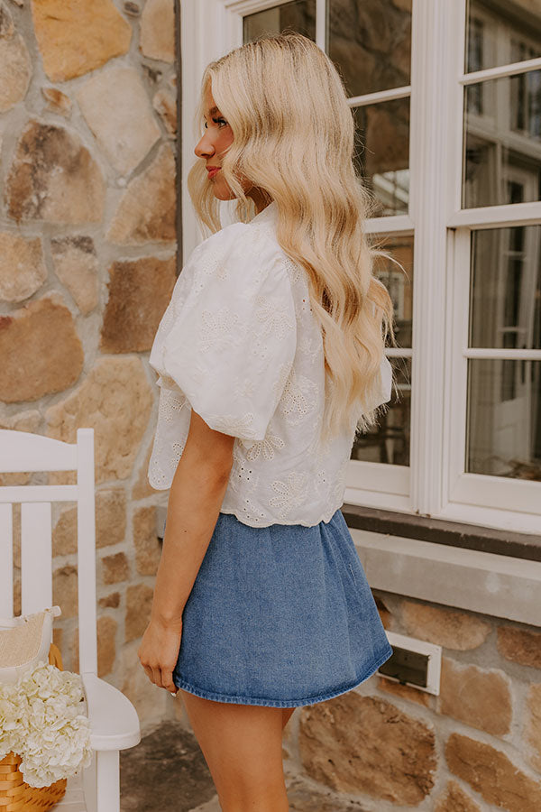 Boho Moment Eyelet Front Tie Top in Ivory Image - 3