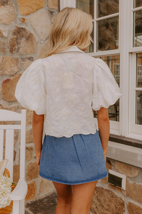 Boho Moment Eyelet Front Tie Top in Ivory Image - 4