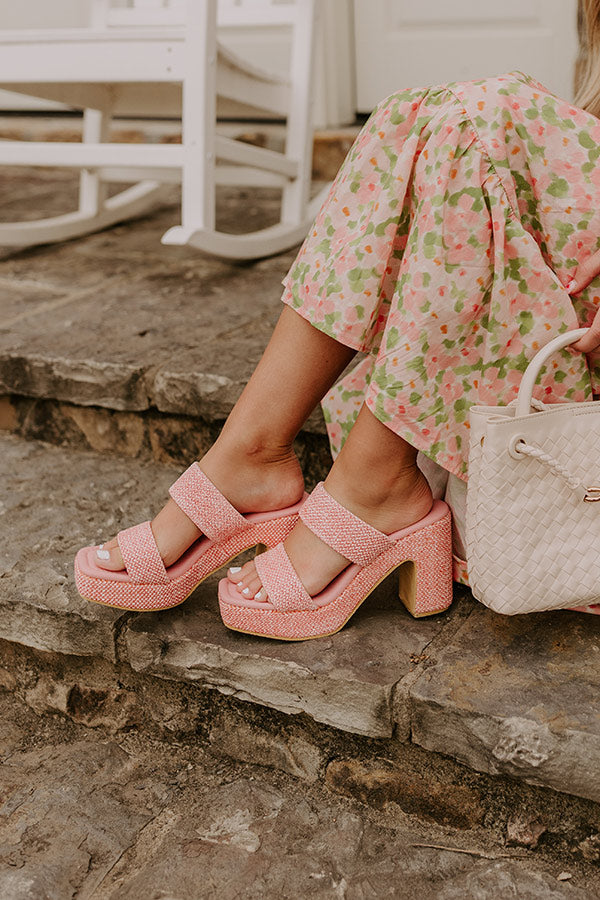 Gem Woven Platform Heel in Pink