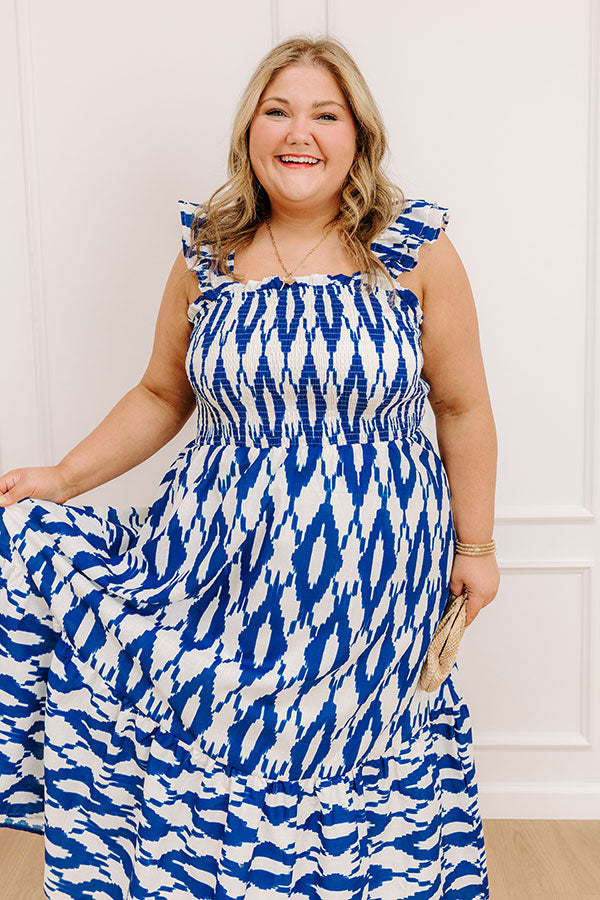 Brunch In Capri Smocked Midi Dress Curves Image - 2