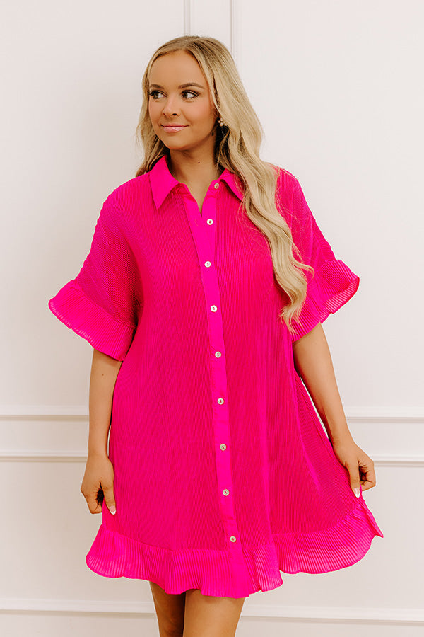Social Club Chic Pleated Mini Dress in Hot Pink Image - 2